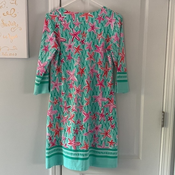 Barbara Erickson Seafoam Pink dress starfish print summer vocation travel size S - Picture 6 of 11
